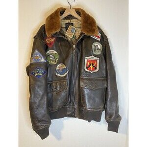 COCKPIT USA NAVY G-1 LEATHER JACKET BROWN MADE IN USA SIZE 3XL